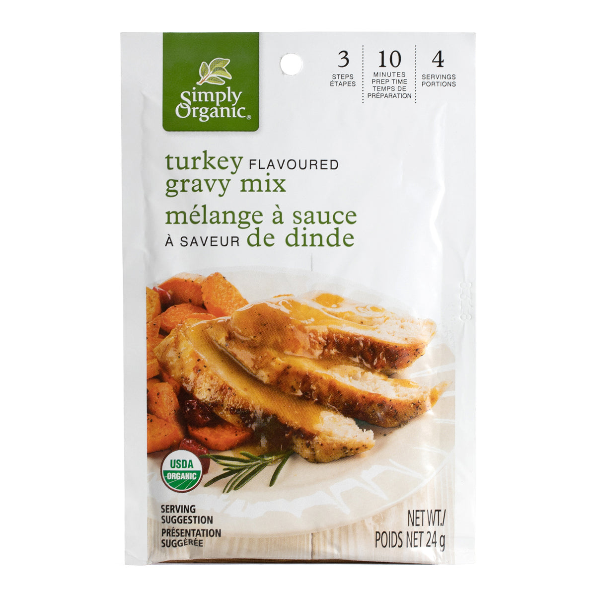 Simply Organic Gravy and Sauce Mixes, Case of 12 Packets - Roasted Turkey Gravy, 24g