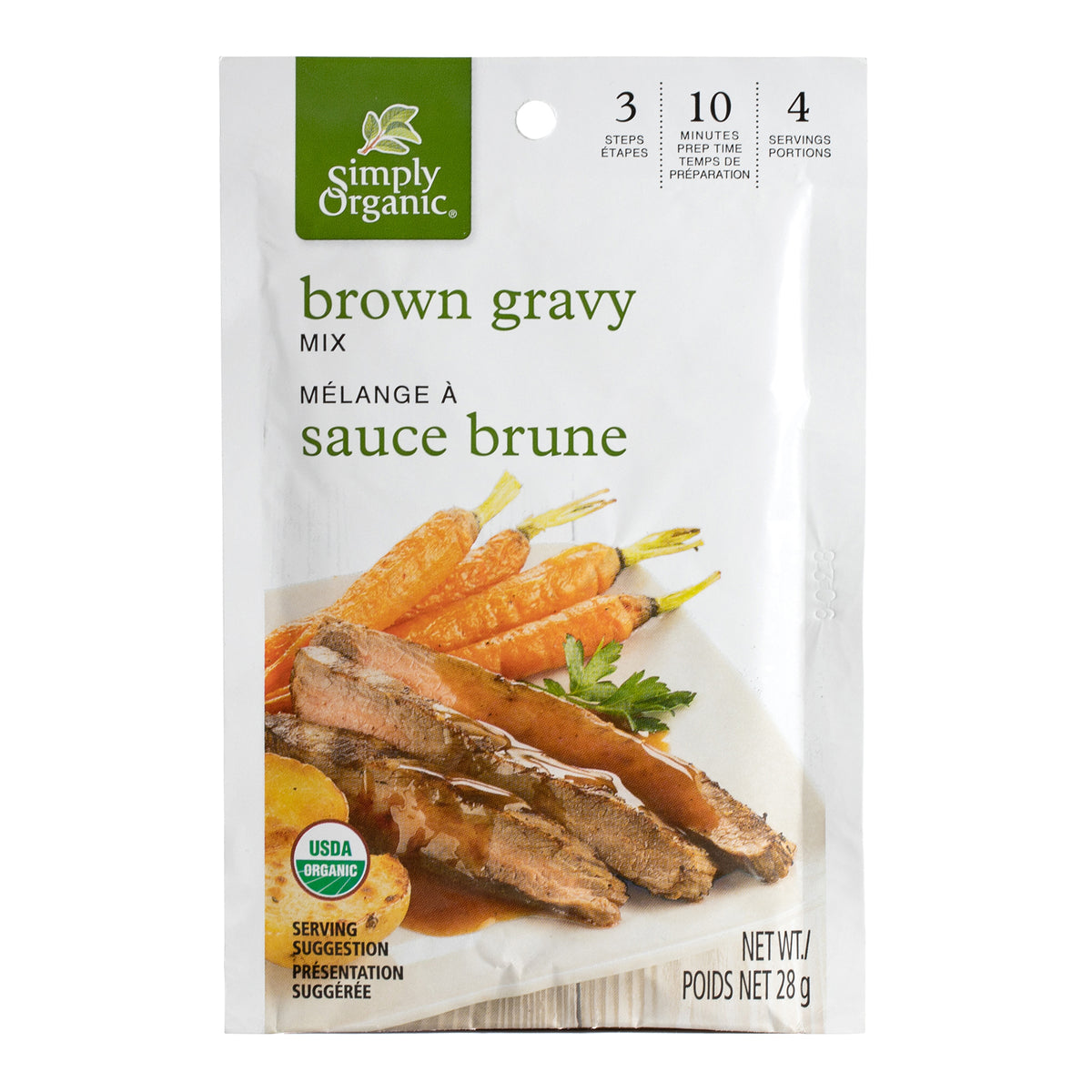 Simply Organic Gravy and Sauce Mixes, Case of 12 Packets - Brown Gravy, 28g