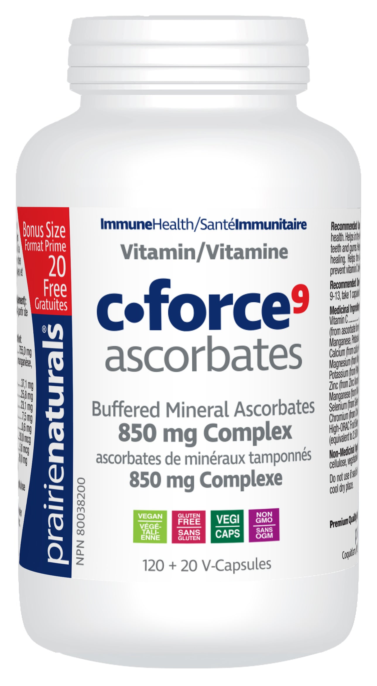 140 Vegetable Capsules | Prairie Naturals Vitamin C-Force Ascorbates 140 Vegetable Capsules