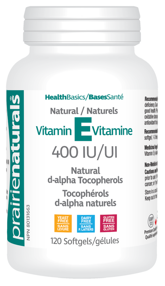 120 Softgels | Prairie Naturals Vitamin E 400 IU 120 Softgels