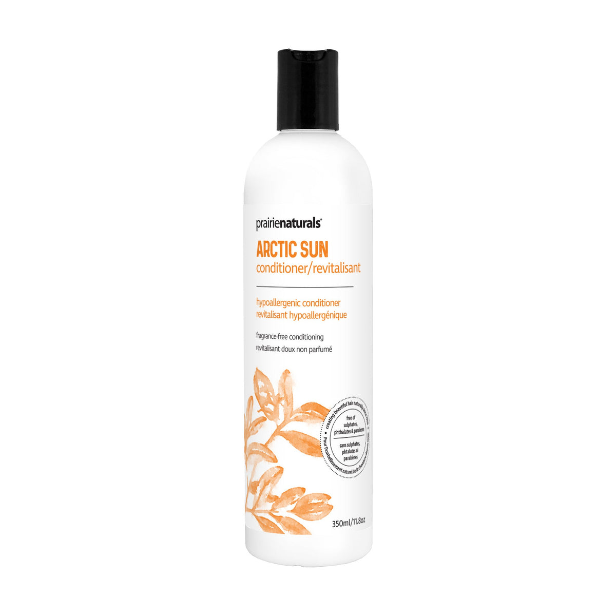 Prairie Naturals Natural Conditioner, Paraben-Free with Silk Amino Acids and Botanicals, 8 Formulas incl. Tea Tree, Argan, Volumizing and Silver Toning, 350ml - Arctic Sun (Unscented, Sensitive Scalp)