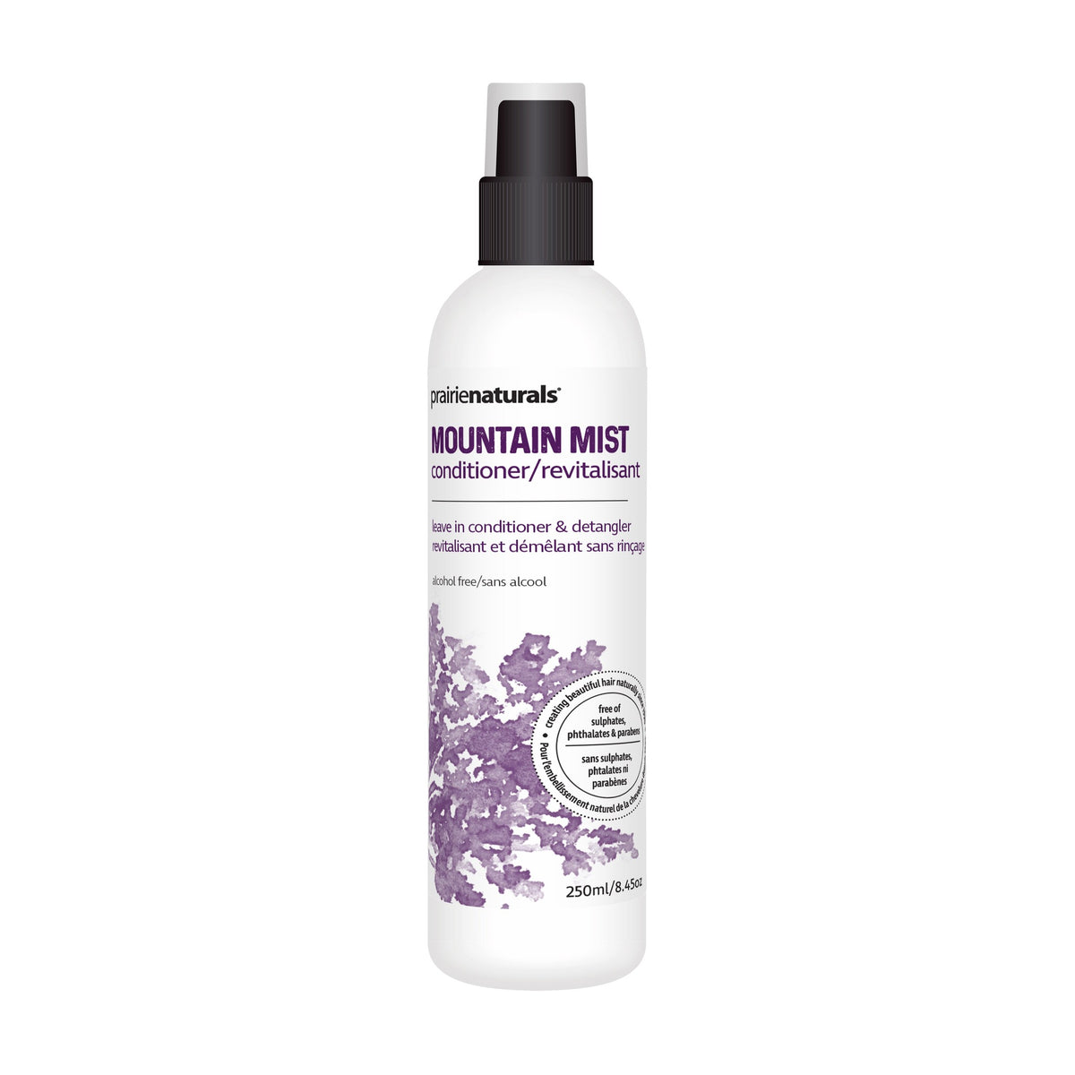 Prairie Naturals Mountain Mist Leave-In Conditioner and Detangler Spray, Lightweight, with Silk Amino Acids and Pomegranate Oil, 250ml
