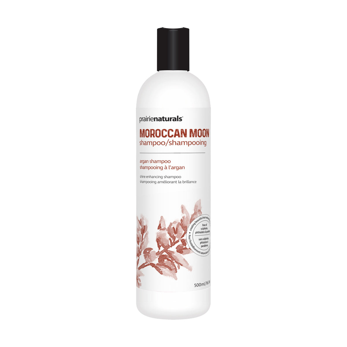Prairie Naturals Natural Shampoo, Paraben-Free with Silk Amino Acids and Botanicals, 8 Formulas incl. Tea Tree, Argan, Volumizing and Silver Toning, 500ml - Moroccan Moon (Argan Shine)