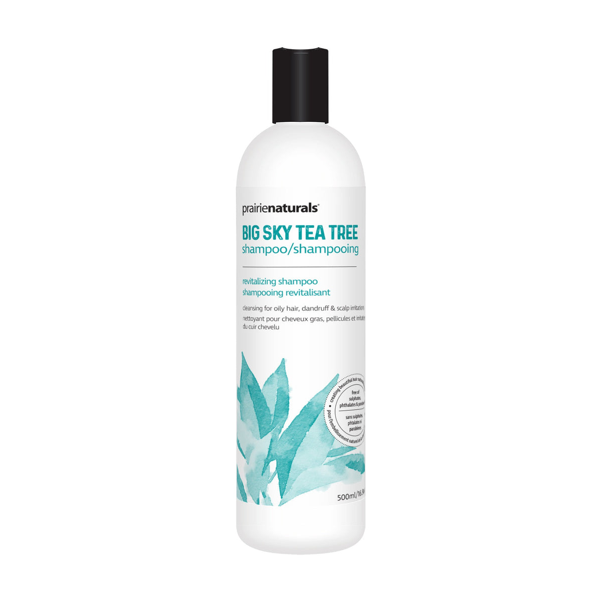 Prairie Naturals Natural Shampoo, Paraben-Free with Silk Amino Acids and Botanicals, 8 Formulas incl. Tea Tree, Argan, Volumizing and Silver Toning, 500ml - Big Sky (Tea Tree)