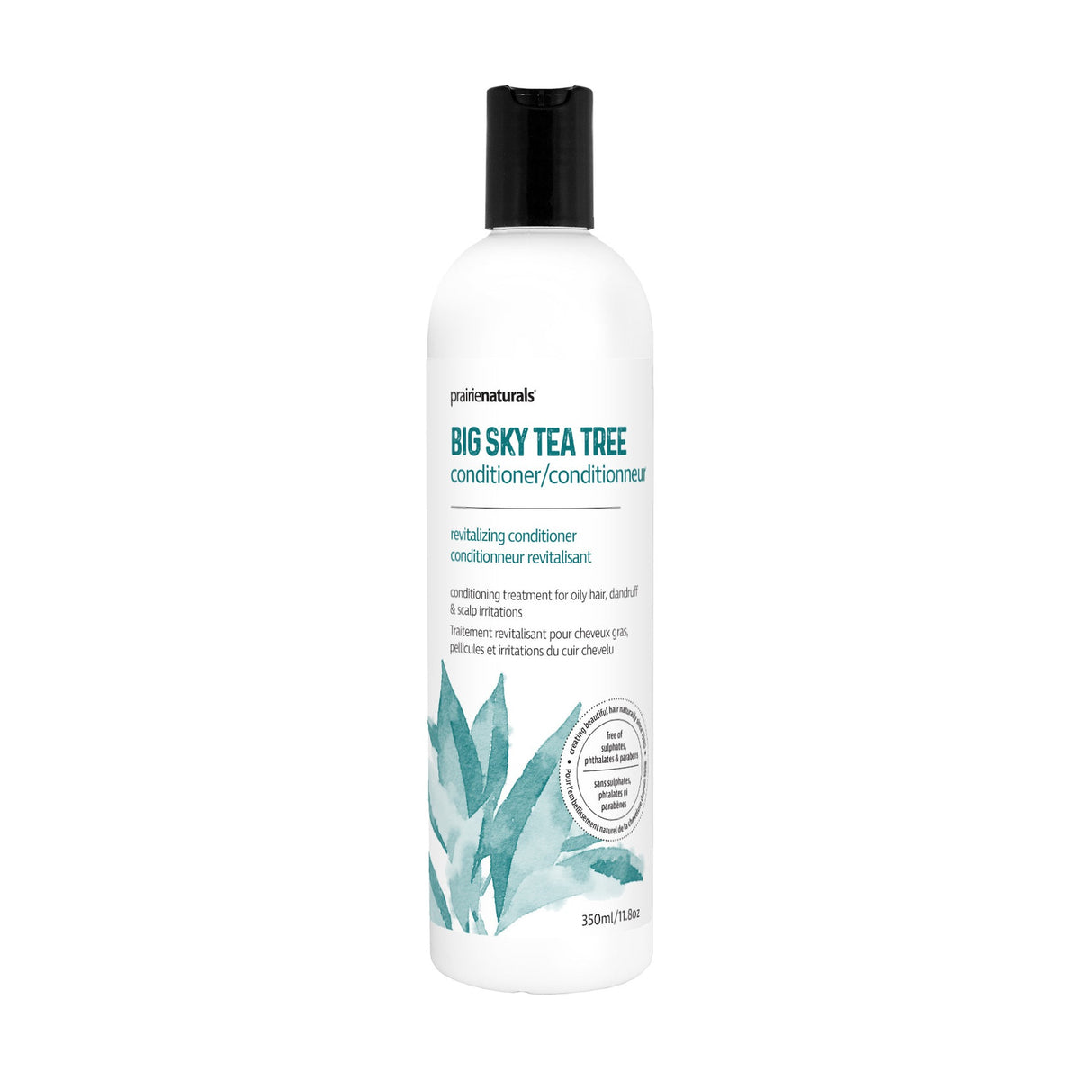 Prairie Naturals Natural Conditioner, Paraben-Free with Silk Amino Acids and Botanicals, 8 Formulas incl. Tea Tree, Argan, Volumizing and Silver Toning, 350ml - Big Sky (Tea Tree)
