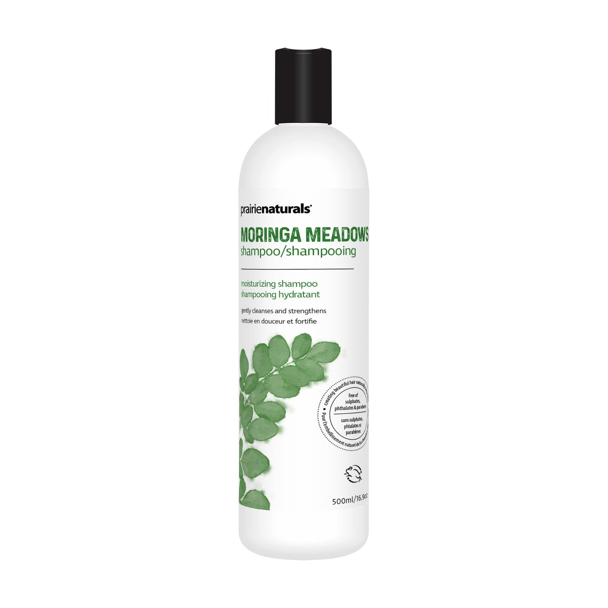 Prairie Naturals Natural Shampoo, Paraben-Free with Silk Amino Acids and Botanicals, 8 Formulas incl. Tea Tree, Argan, Volumizing and Silver Toning, 500ml - Moringa Meadows (Moisturizing)