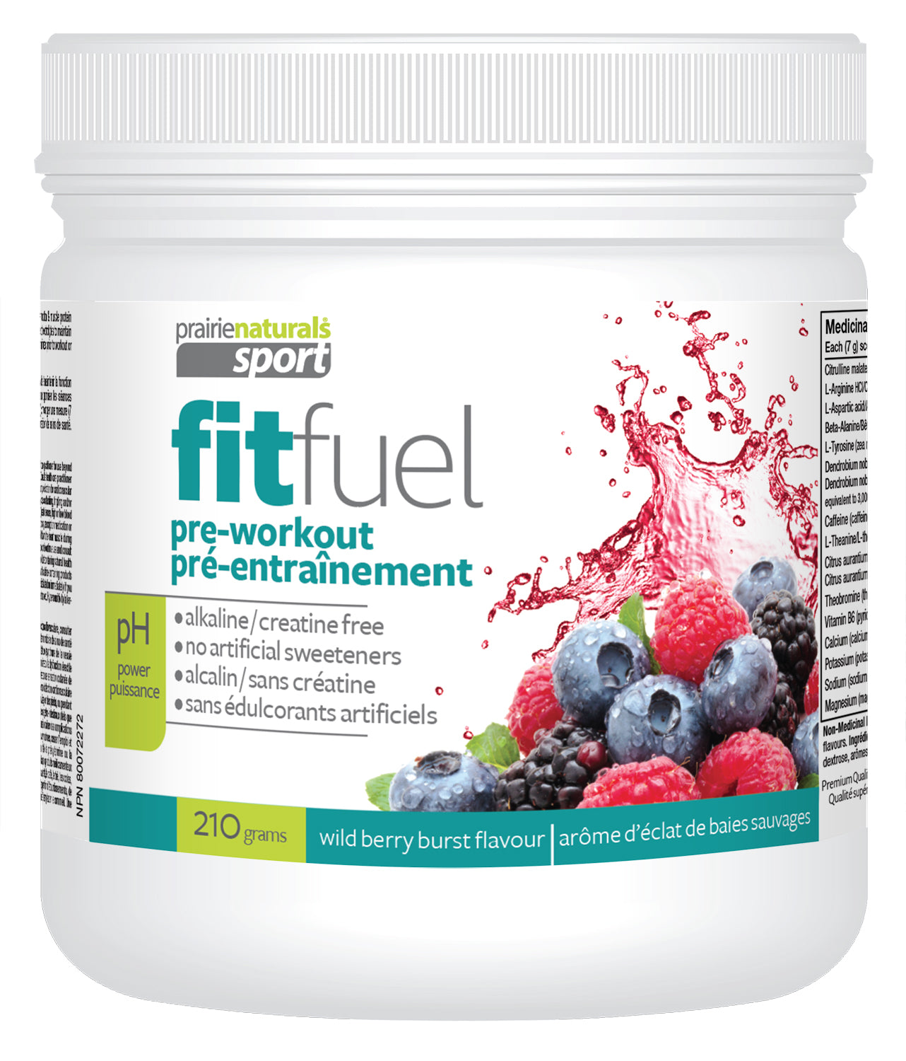 Alkalinized Wild Berry 210g | Prairie Naturals Fit Fuel Pre-Workout Alkalinized Wild Berry 210g