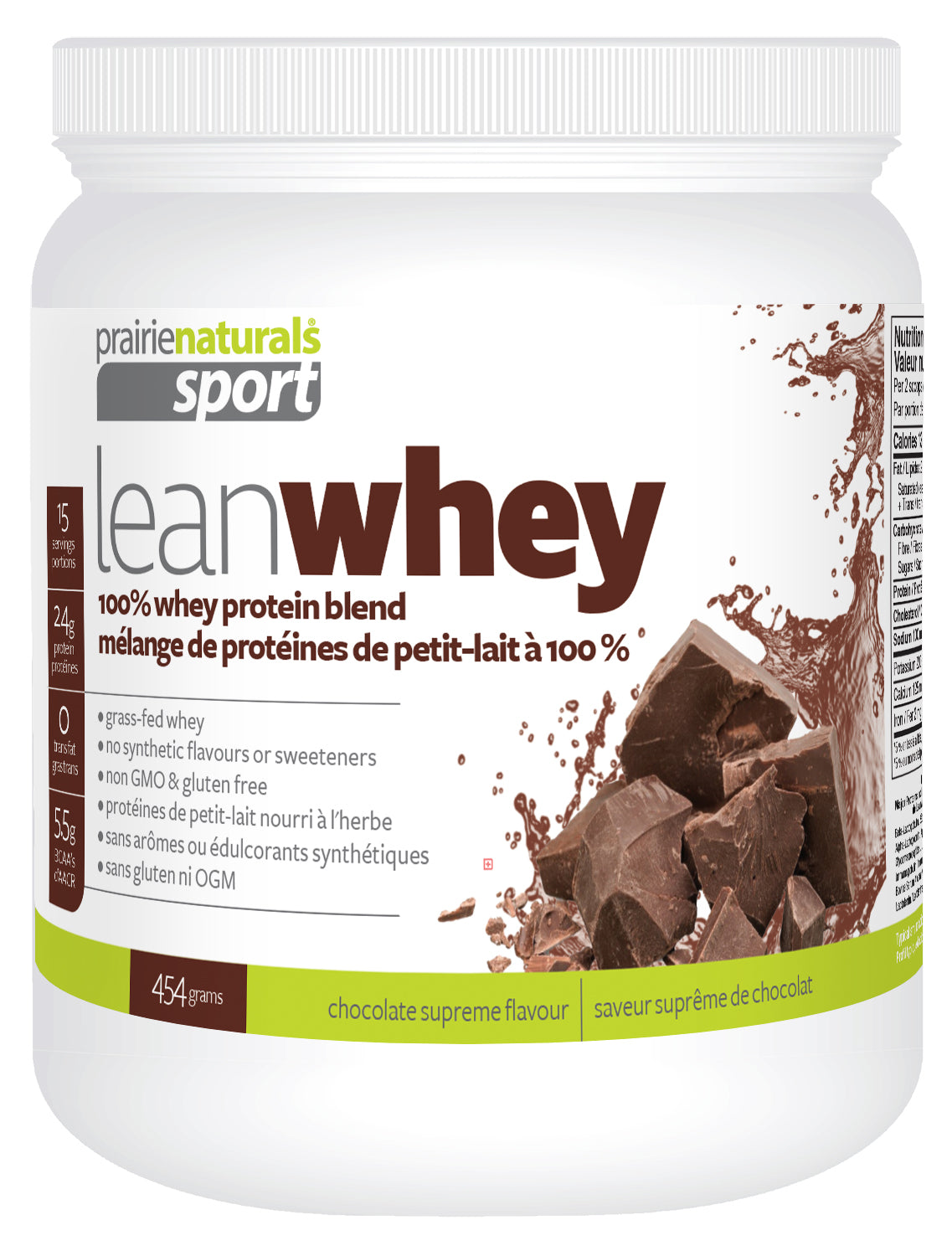 Chocolate 454g | Prairie Naturals Lean Whey Protein Powder Chocolate 454g