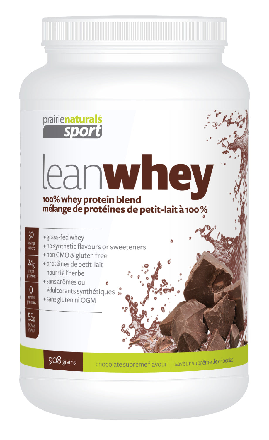Chocolate 908g | Prairie Naturals Lean Whey Protein Powder Chocolate 908g