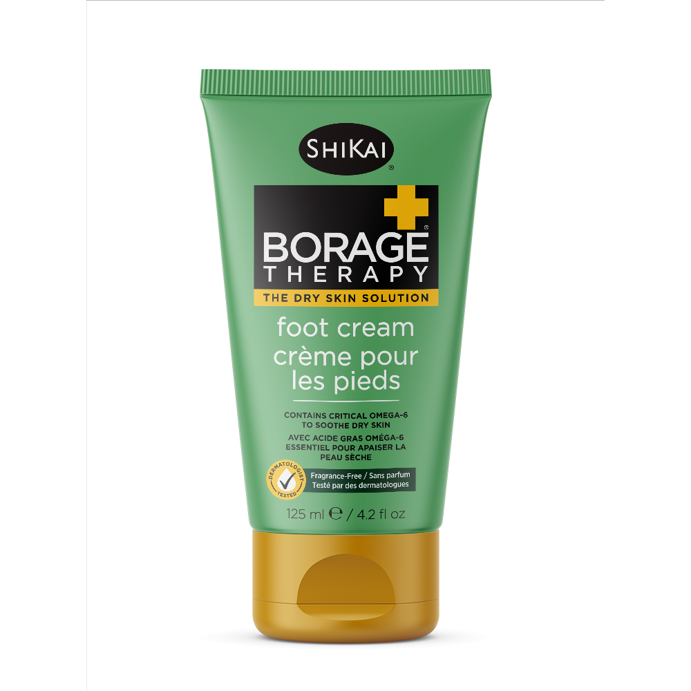 Shikai Borage Therapy Foot Cream for Very Dry, Cracked Feet and Heels, Borage Oil with Aloe and Shea, Fragrance-Free, 125ml