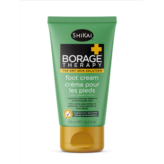 Shikai Borage Therapy Foot Cream for Very Dry, Cracked Feet and Heels, Borage Oil with Aloe and Shea, Fragrance-Free, 125ml