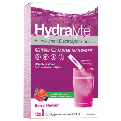 HydraLyte Effervescent Electrolyte Granules Natural Berry
