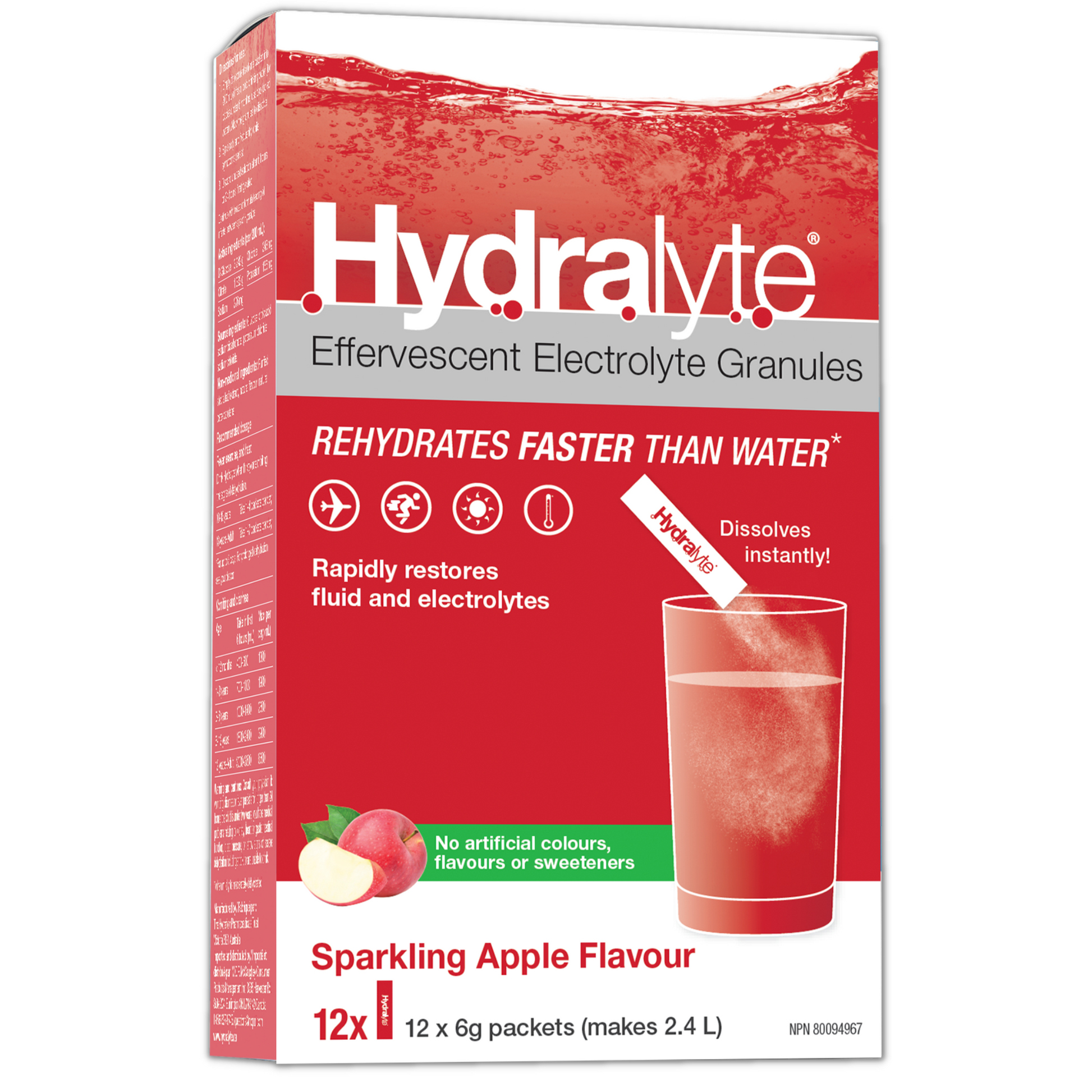 HydraLyte Effervescent Electrolyte Granules Apple