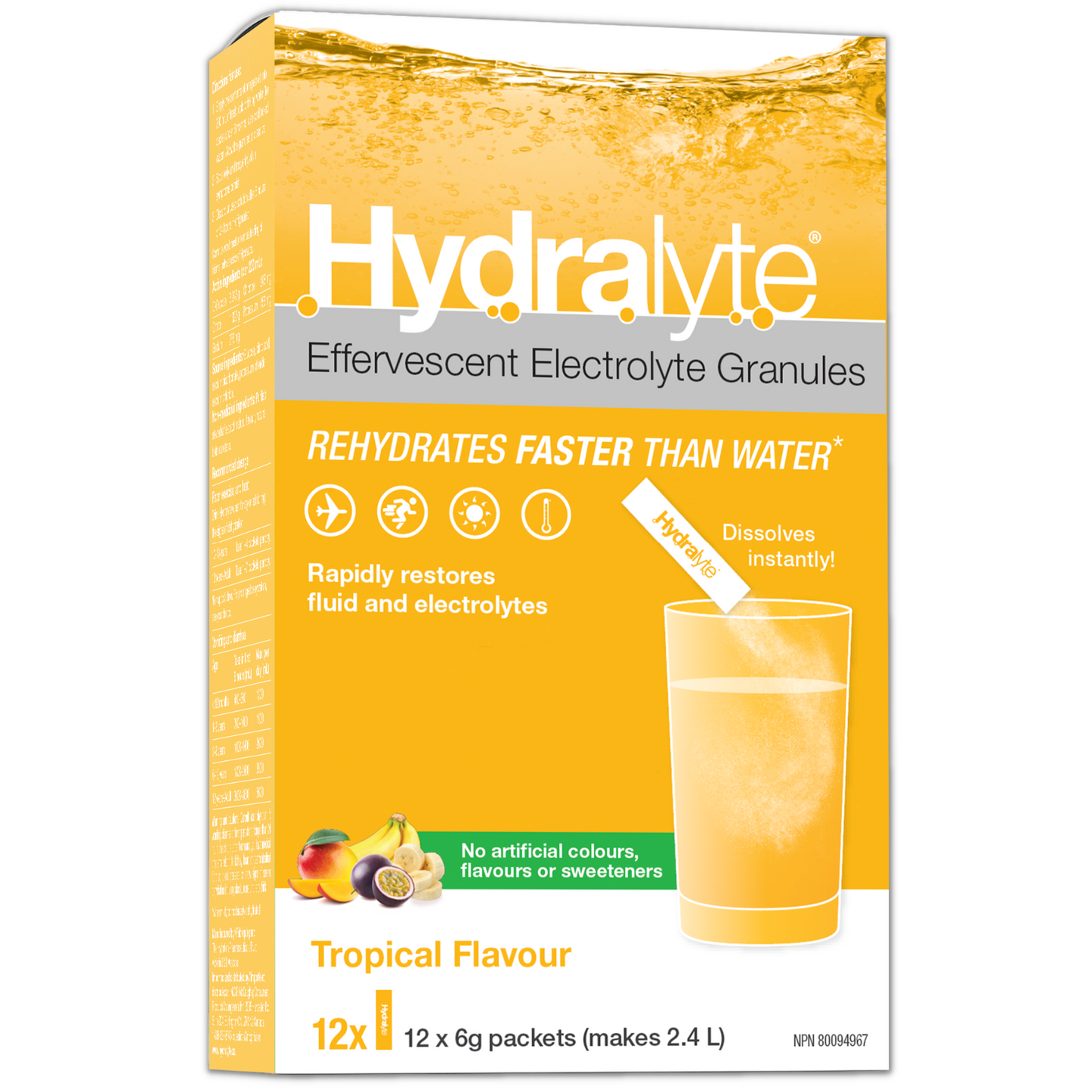 HydraLyte Effervescent Electrolyte Granules Tropical