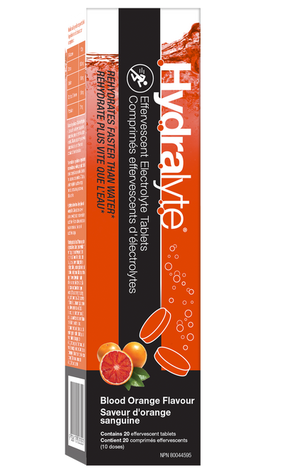 HydraLyte Sports Effervescent Electrolyte Tablets Blood Orange