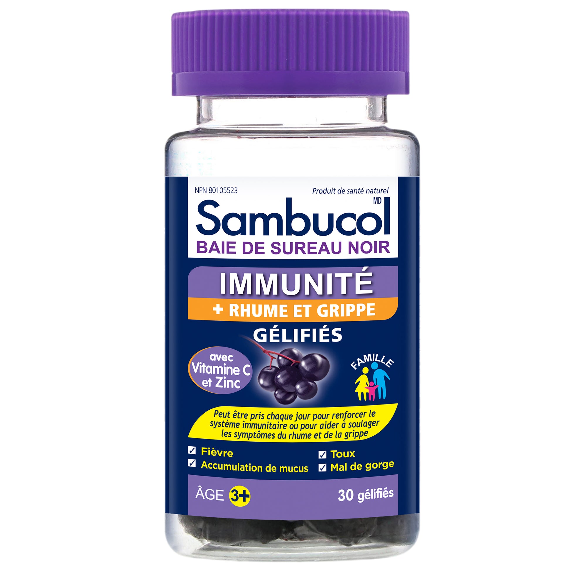 30 Gummies | Sambucol Black Elderberry Immunity + Cold & Flu Relief Gummies with Vitamin C and Zinc 30 Gummies