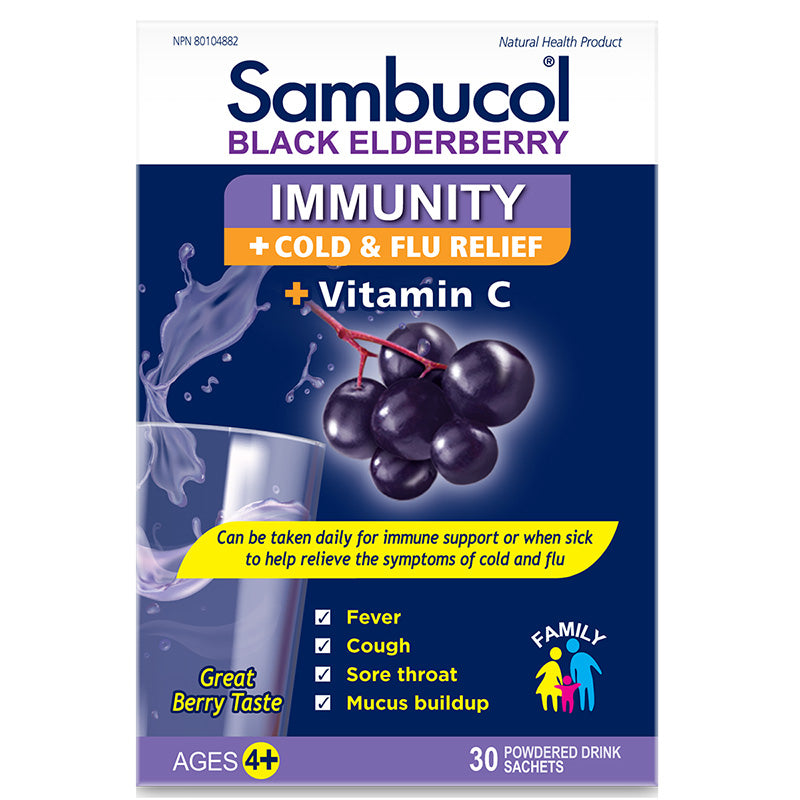 30 Sachets | Sambucol Black Elderberry Powdered Drink with Vitamin C 30 Sachets