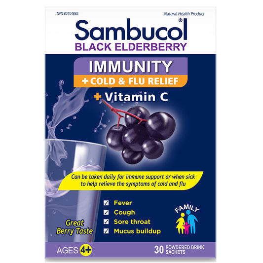 30 Sachets | Sambucol Black Elderberry Powdered Drink with Vitamin C 30 Sachets