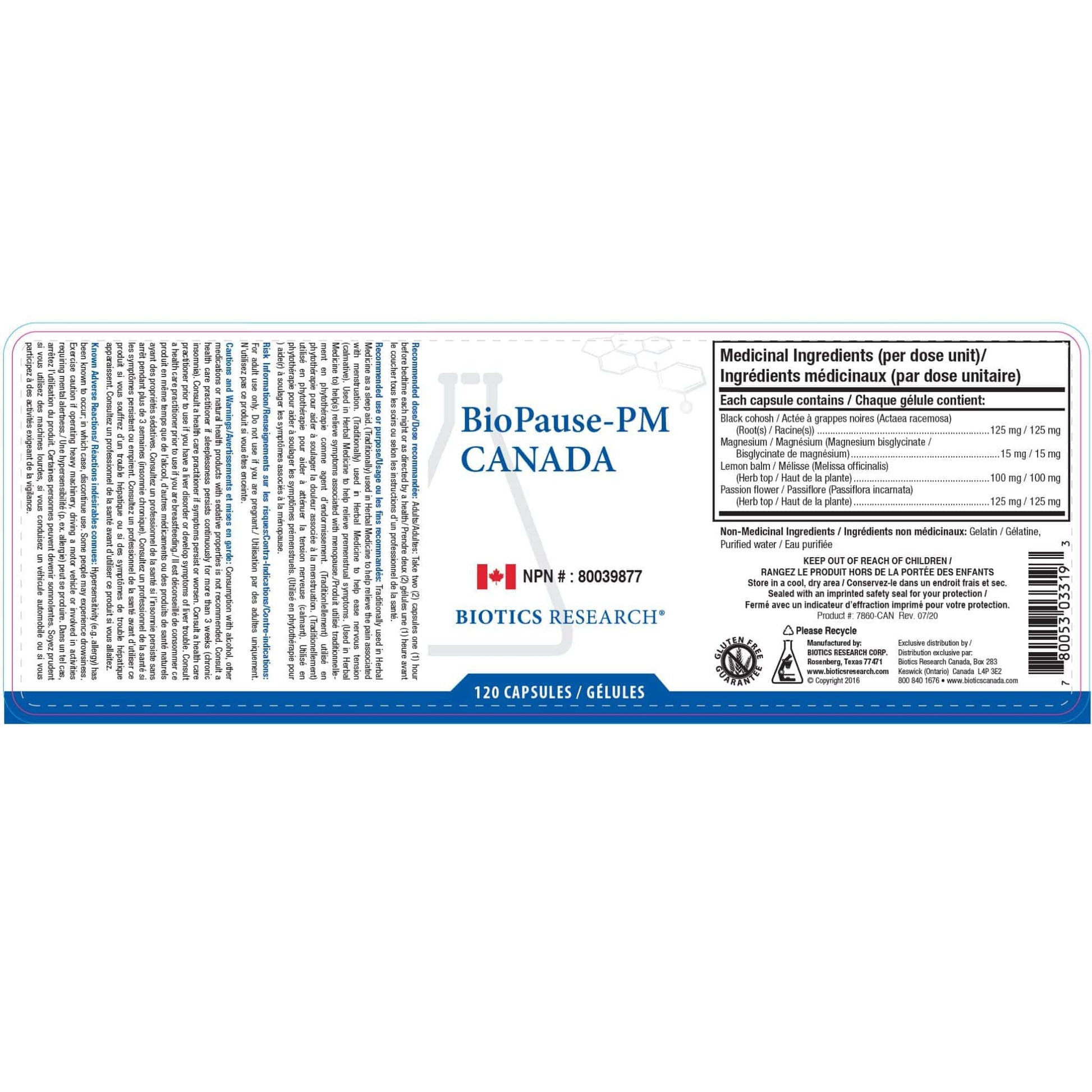 120 Capsules | Biotics Research BioPause-PM