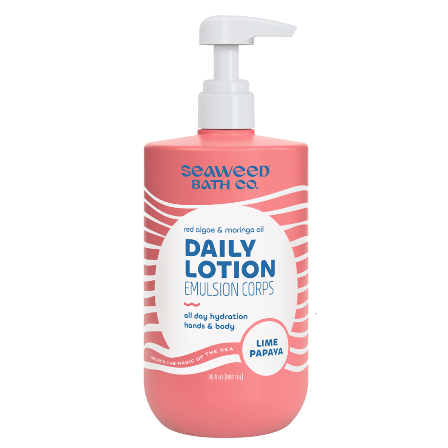 The Seaweed Bath Co. Daily Lotion with Bladderwrack Seaweed, Aloe and Shea, Family-Size Hand and Body Lotion, Lime Papaya or Creamy Coconut, 887ml - Lime Papaya