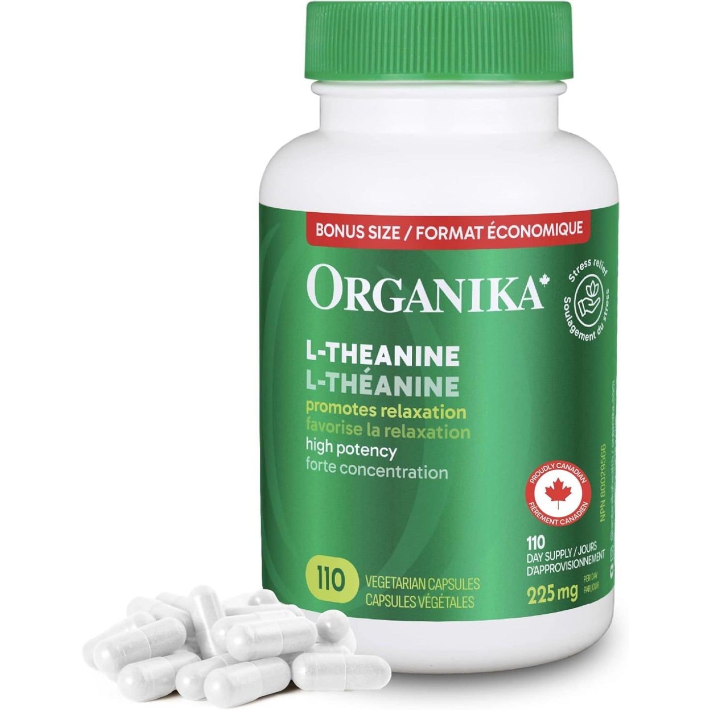 110 Vegetarian Capsules | Organika L-Theanine 225 mg