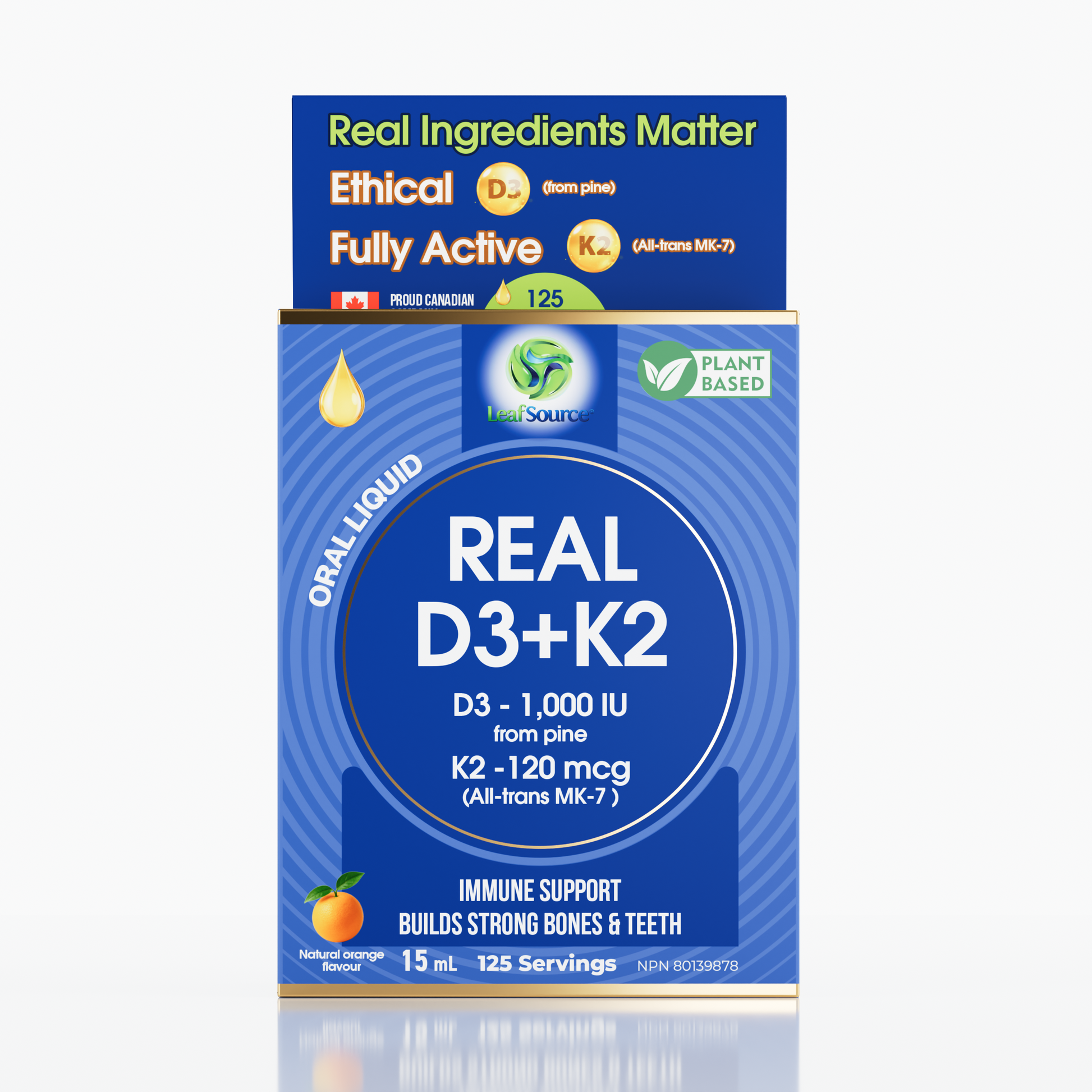 15ml | LeafSource Real D3 + K2 Liquid 15ml bottle