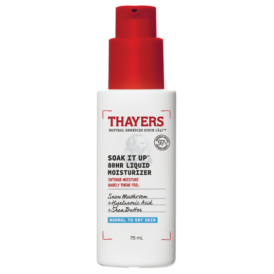 Thayers Soak It Up Liquid Moisturizer with Snow Mushroom, Hyaluronic Acid and Shea Butter, Lightweight Face Moisturizer for Normal to Dry Skin, 75ml