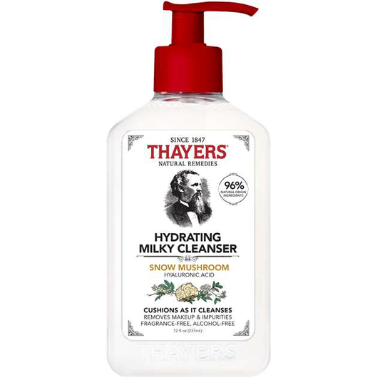 Thayers Hydrating Milky Cleanser with Snow Mushroom, Hyaluronic Acid and Elderflower, Gentle Cream Face Wash for Dry Skin, 237ml