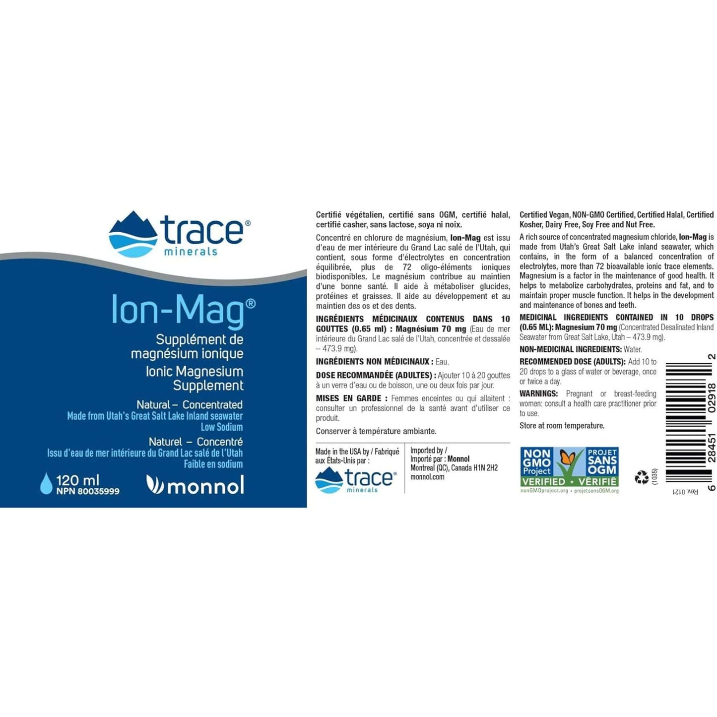 120ml | Trace Minerals Ion Mag Ionic Magnesium Drop label