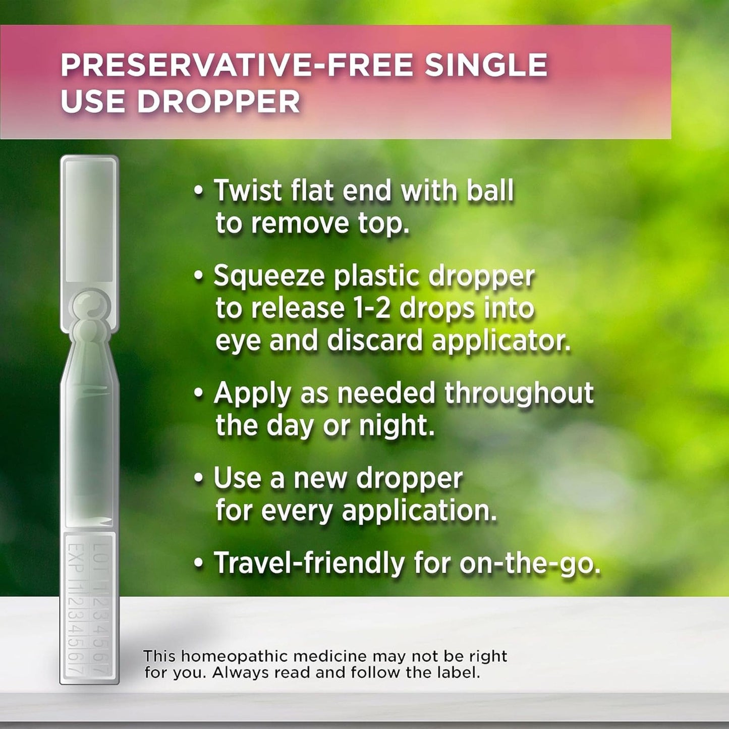 20 Monodoses (20 Single-Use Droppers x 0.4ml) | Similasan Pink Eye Relief Liquid Drops