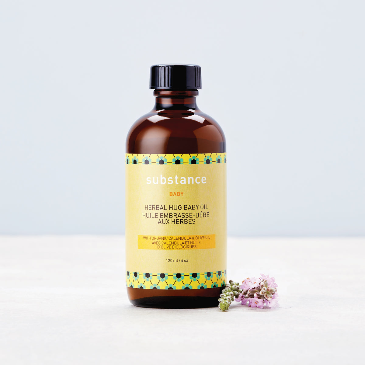 Substance Herbal Hug Baby Oil, Calming Massage Oil with Olive, Sesame, Calendula, Lavender and Lemon Balm, 120ml