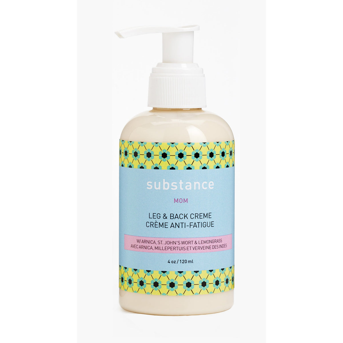 Substance Leg and Back Creme, Cooling Massage Creme for Tired Legs, Feet and Back During Pregnancy, with Ginger and Arnica, 120ml