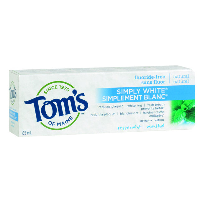 Tom's of Maine Simply White Fluoride-Free Toothpaste, Peppermint, 85ml
