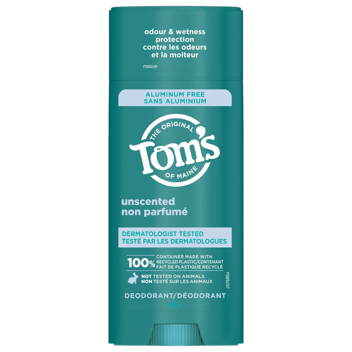 Tom's of Maine Long-Lasting Aluminum-Free Deodorant Stick, 24H Odour Protection, 92g, Rose Vanilla, Unscented or Mountain Spring - Unscented