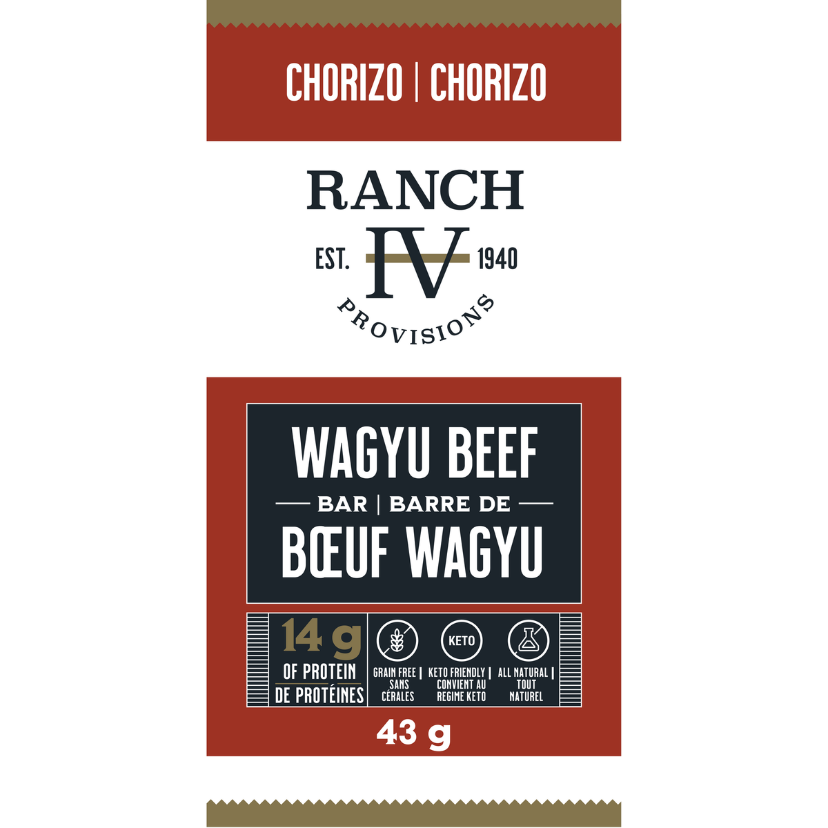 Thrive Provisions Wagyu Beef Bars, Case of 12 x 43g - Chorizo