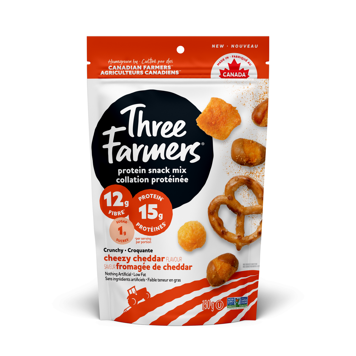 Three Farmers Protein Snack Mix, Case of 5 x 150g - Cheezy Cheddar