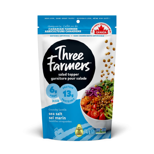 Three Farmers Lentil Salad Toppers, Case of 6 x 140g - Sea Salt