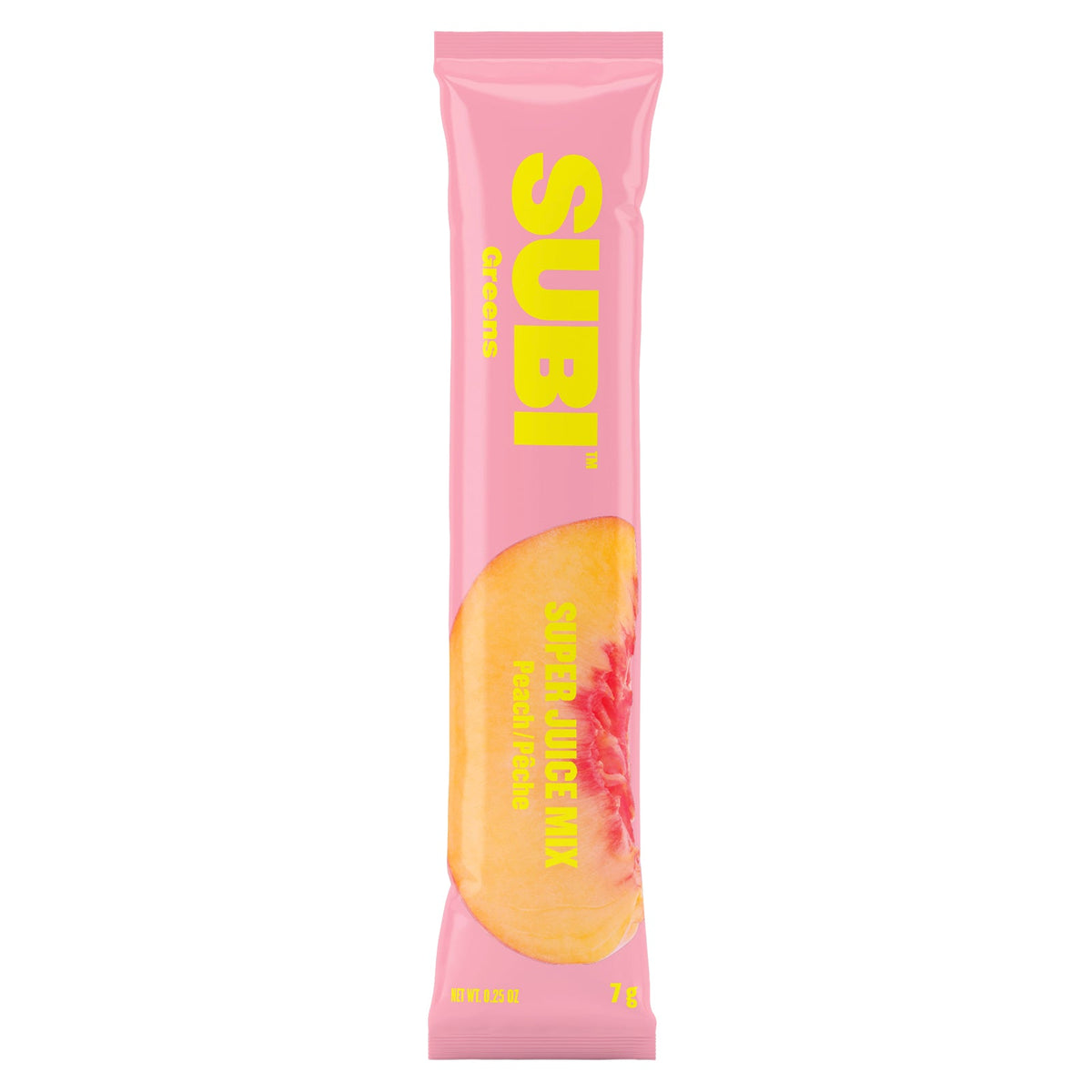 SUBI Super Juice Greens Single-Serve Sticks, Fruit and Vegetable Superfood Powder, Original, Peach or Pineapple Mango, Box of 20 - Peach (20 x 7g)