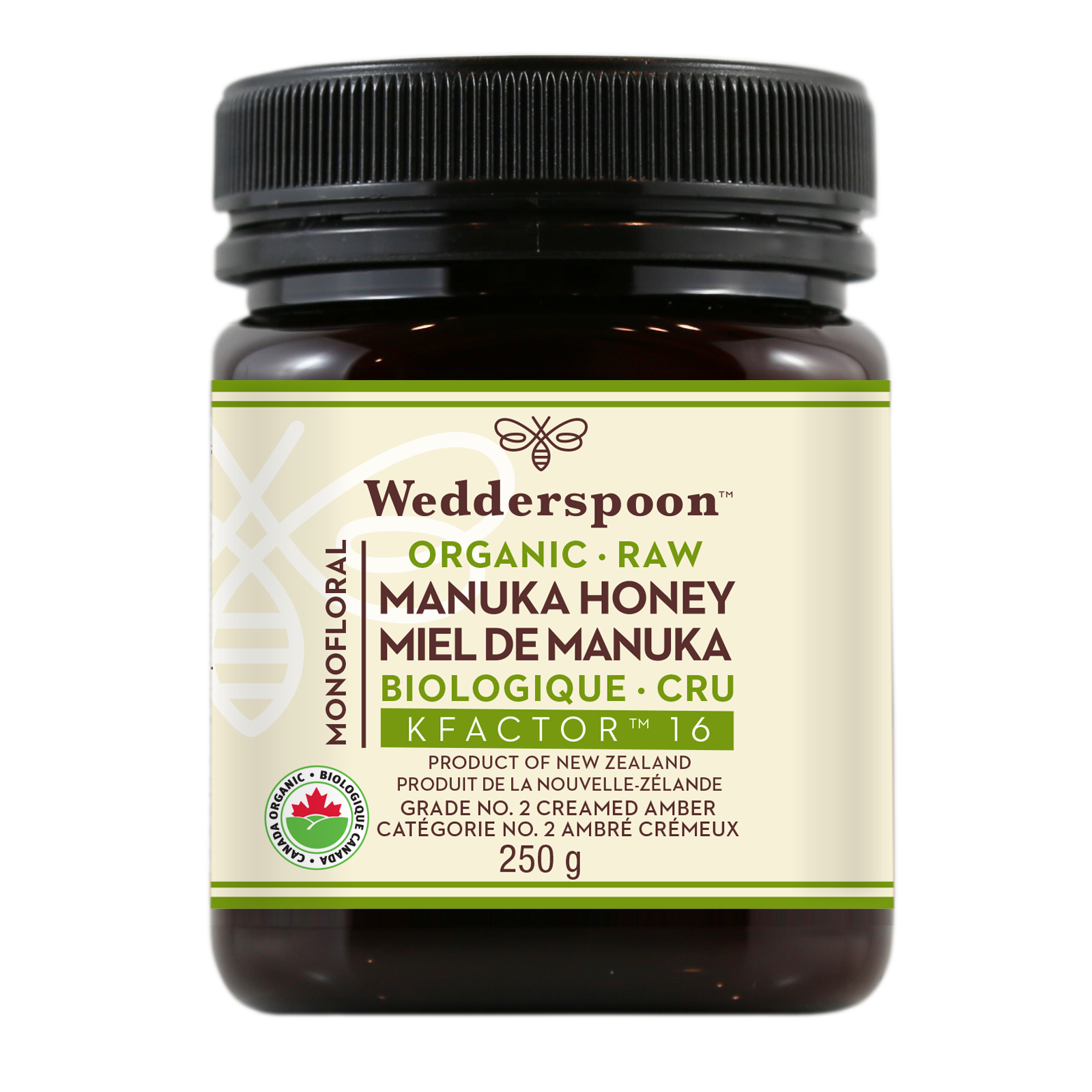 Wedderspoon Organic Raw Manuka Honey KFactor 16 250g