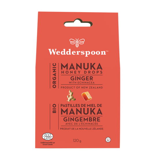 Wedderspoon Organic Manuka Honey Drops Ginger