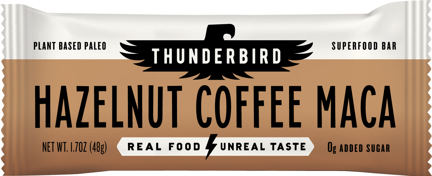 Thunderbird Real Food Bar Hazelnut Coffee Maca box of 12