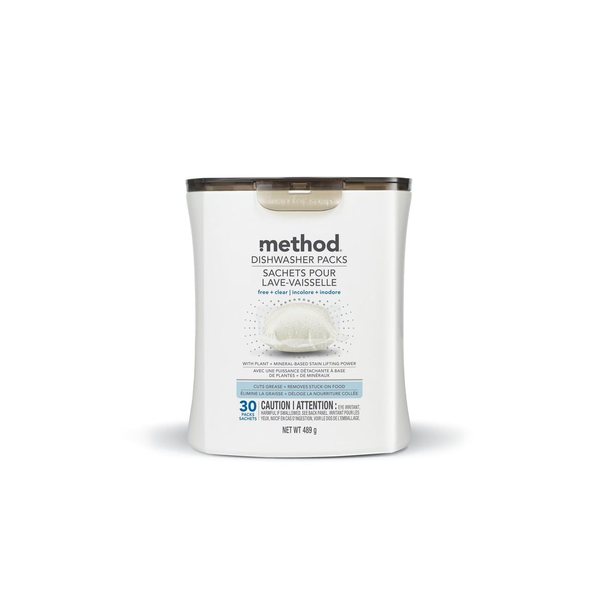 Method Dishwasher Detergent Packs, Phosphate-Free, 30 Count - Free & Clear (Unscented)