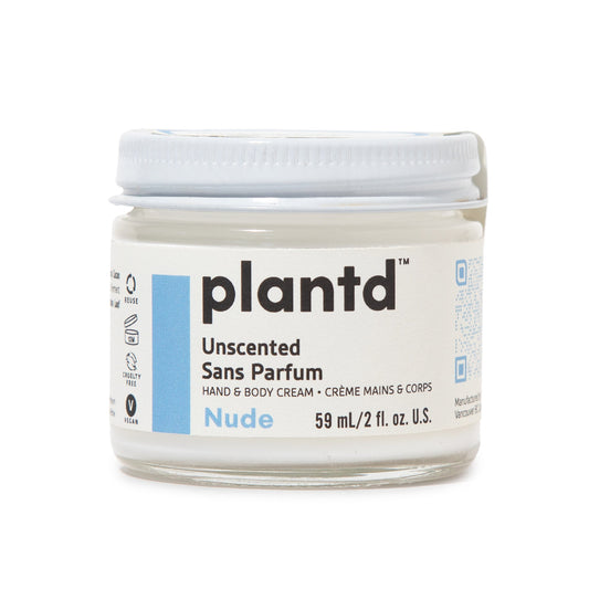 Plantd Skincare Nude Unscented Hand & Body Cream with Avocado Oil, Cocoa Butter and Oat, Plant-Based, 59ml