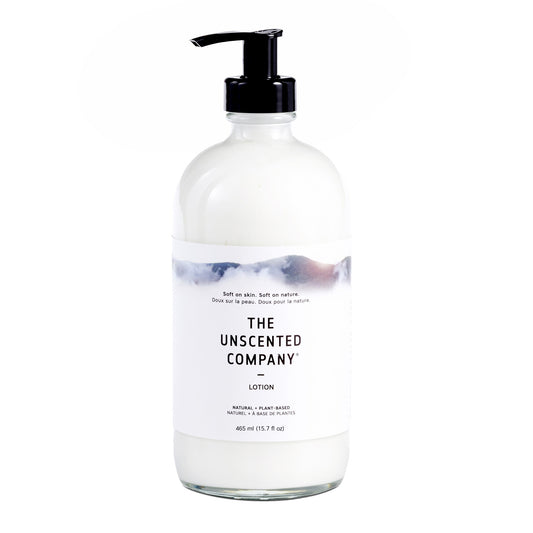 The Unscented Company Hand and Body Lotion, Fragrance-Free Lotion with Shea, Mango and Avocado, Made in Canada, 465ml Glass Bottle or 1L Refill - 465ml Glass Bottle