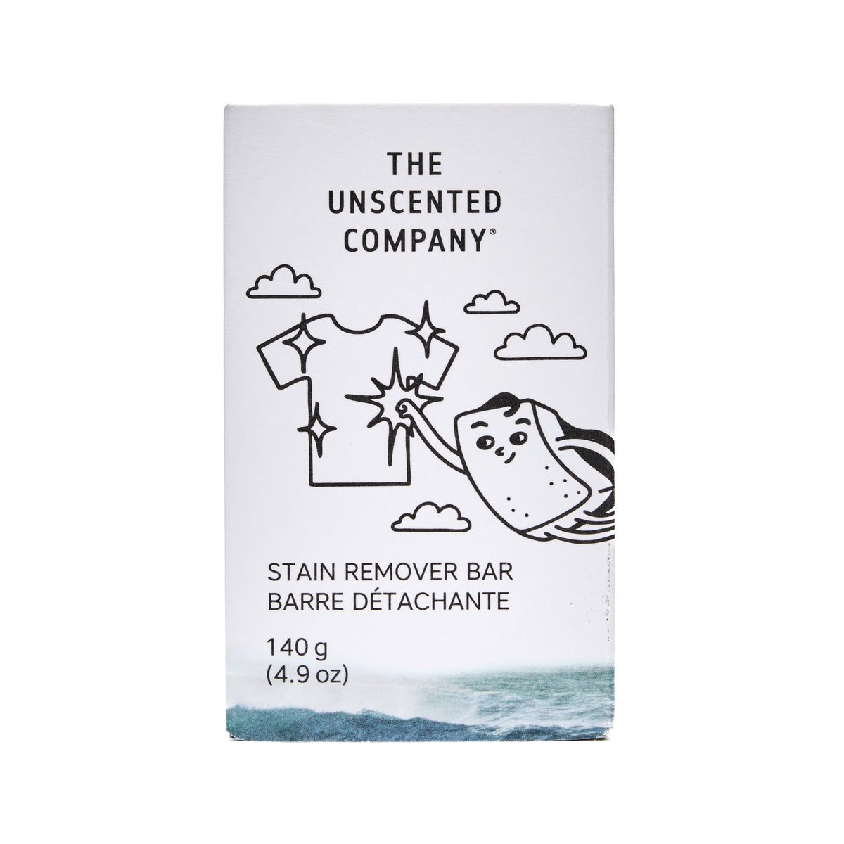 The Unscented Company Stain Remover Bar, Fragrance-Free Laundry Pre-Treat Soap Bar for Spots and Stains, Made in Canada, 140g