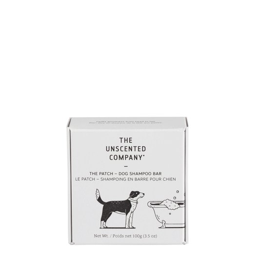 The Unscented Company The Patch Dog Shampoo Bar, Fragrance-Free Solid Dog Shampoo with Babassu and Hemp Oils, Made in Canada, 100g