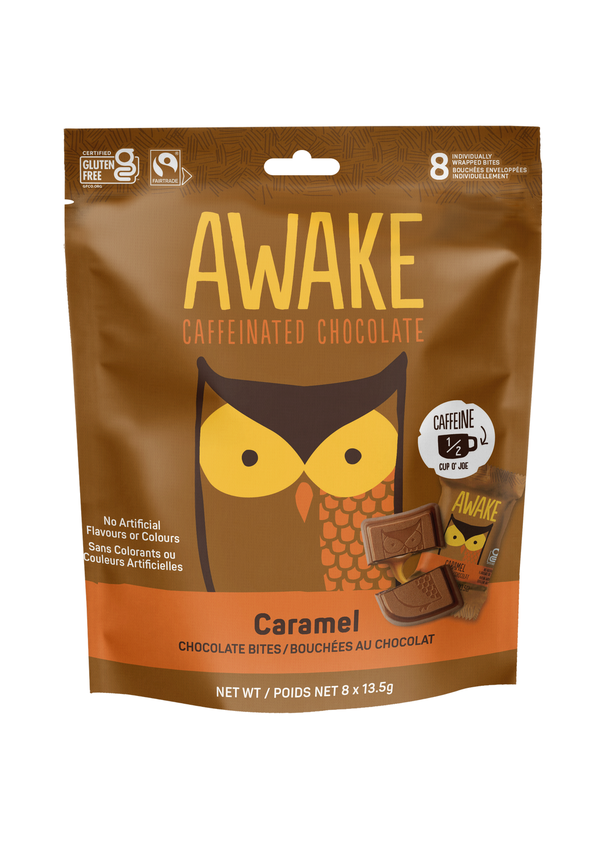 AWAKE Chocolate Caffeinated Bites Pouch - Caramel Milk Chocolate