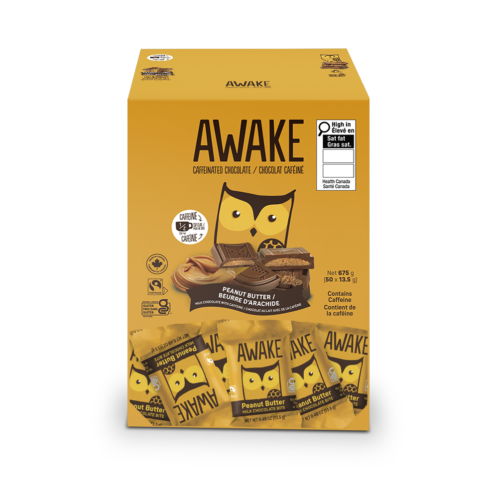 AWAKE Chocolate Caffeinated Bites Singles - Peanut Butter Milk Chocolate