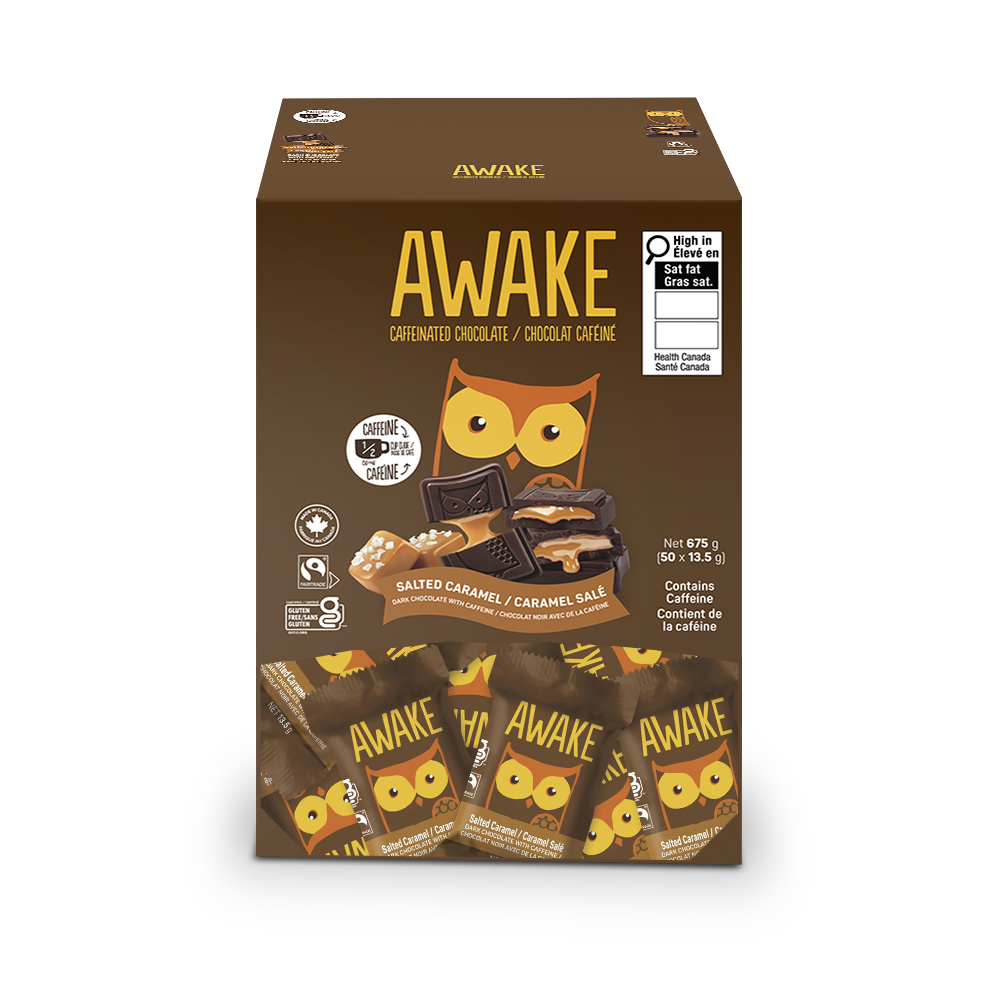 AWAKE Chocolate Caffeinated Bites Singles - Salted Caramel Dark Chocolate