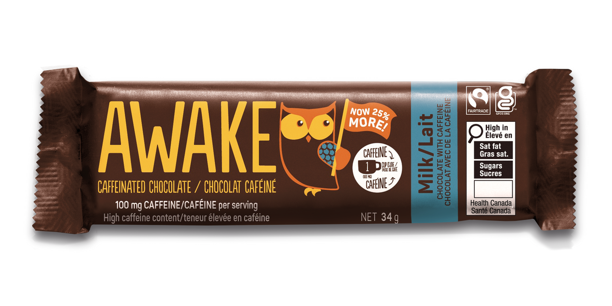 AWAKE Chocolate Caffeinated Chocolate Bars - Milk Chocolate